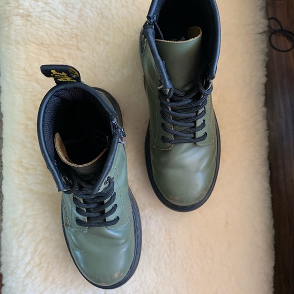 Olive Green Youth Doc Martens Booth - Picture 2 of 7